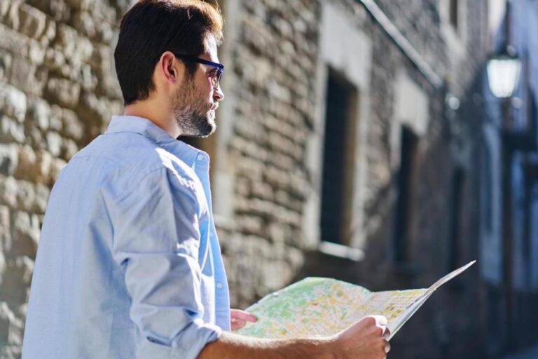 A man following a map.
